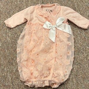 Peach Floral Baby Dress with Bow